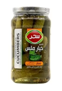 تصویر کنسرو خیار خاردار ممتاز در محلول ملس سحر 640 گرمی