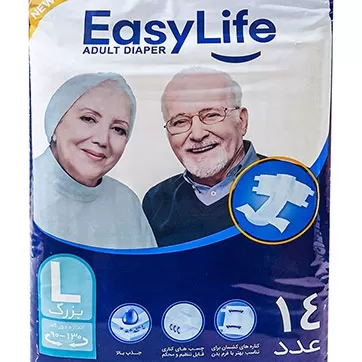 تصویر پوشک بزرگسال سایز 90-130 چسبی بزرگ ایزی لایف 14 عددی