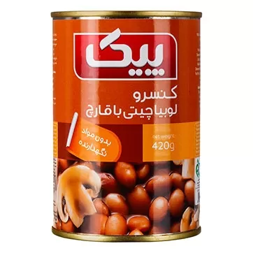 تصویر کنسرو لوبیا چیتی با قارچ پیک 420گرمی