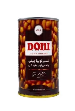 تصویر کنسرو لوبیا چیتی در سس گوجه فرنگی دونی 420 گرمی