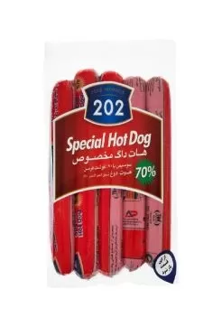 تصویر 202 هات داگ ویژه 70 درصد گوشت قرمز وکیوم 420 گرم