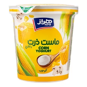 تصویر ماست چکیده قارچ و ذرت هراز 750 گرمی