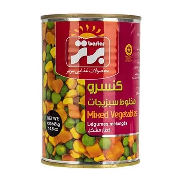 تصویر کنسرو مخلوط سبزیجات برتر قوطی 420 گرمی