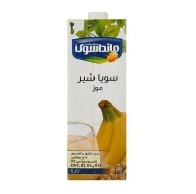 تصویر شیر سویا با طعم موز مانداسوی 1000 میلی لیتری