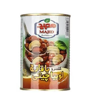تصویر کنسرو لوبیا با قارچ مجید قوطی 180 گرمی