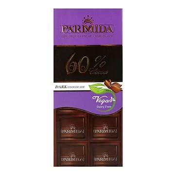 تصویر شکلات تابلت تلخ 60% پارمیدا 80 گرمی