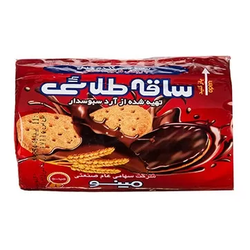 تصویر بیسکوییت ساقه طلایی با روکش شکلات مینو 200 گرمی