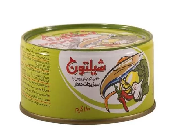 تصویر تن ماهی با سبزیجات در روغن شیلتون 180 گرمی