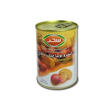 تصویر کنسرو لوبیا چیتی با قارچ سحر 420 گرمی