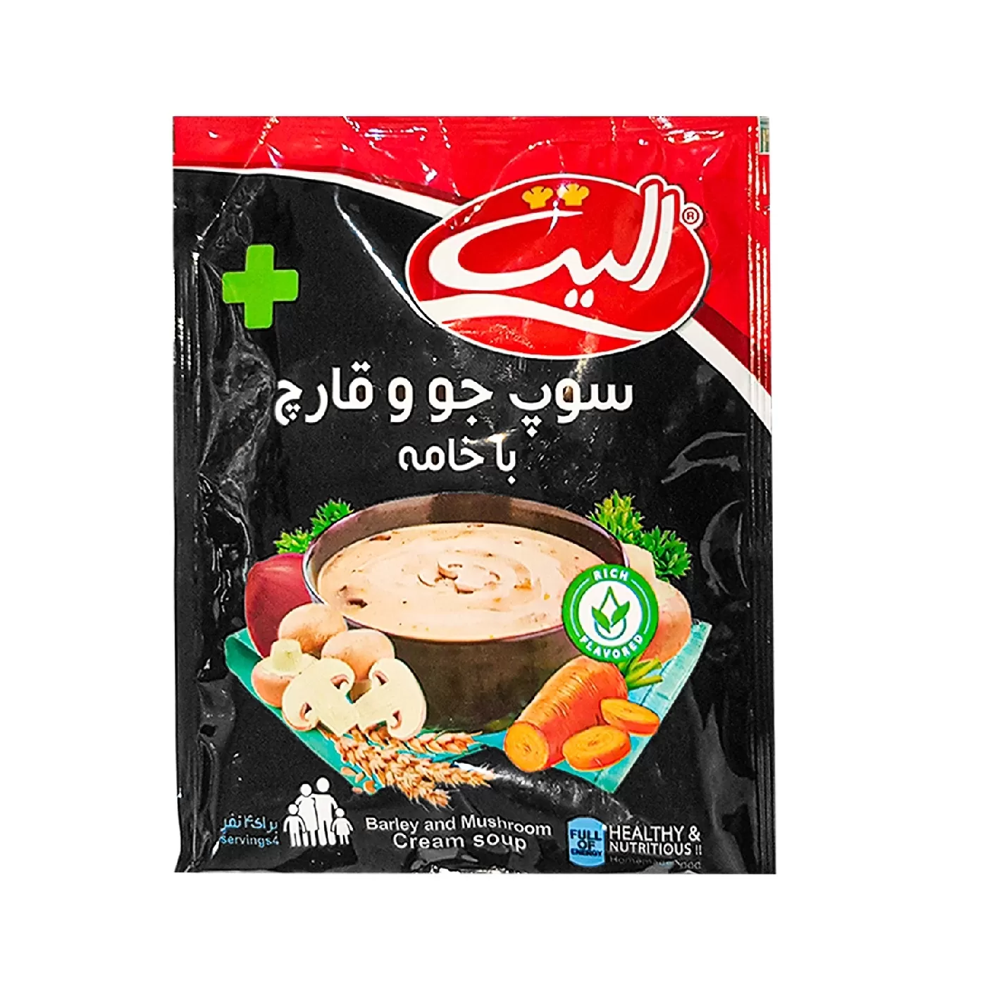تصویر سوپ جو و قارچ با خامه الیت 80 گرمی
