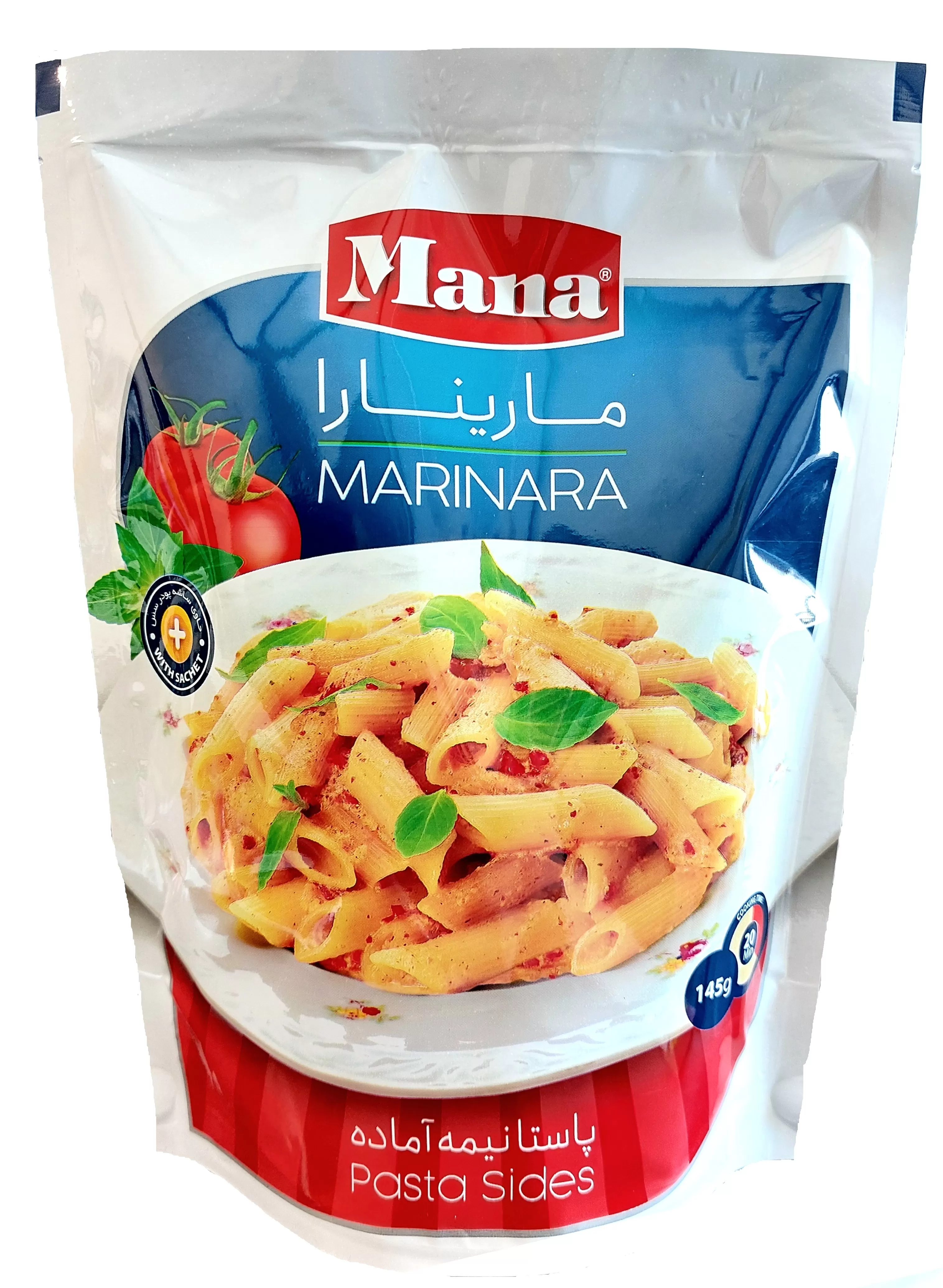 تصویر پاستا گوجه و ریحان مارینارا مانا 145 گرمی
